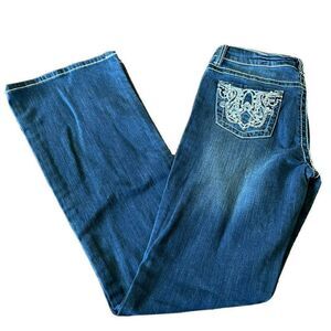 Carbon C3 Cowgirl Western Jeans Rhinestone Embellished flare Dark Wash Size 11